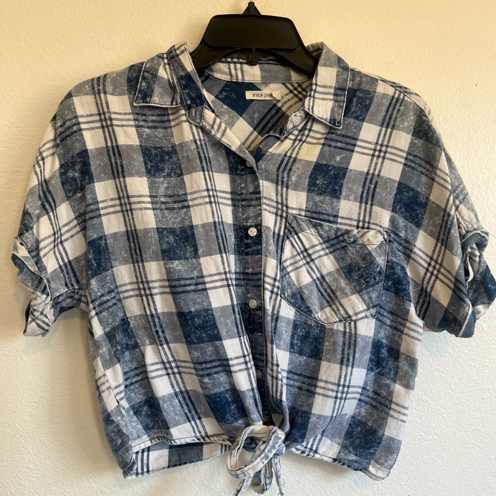 Blue Plaid Crop Top
